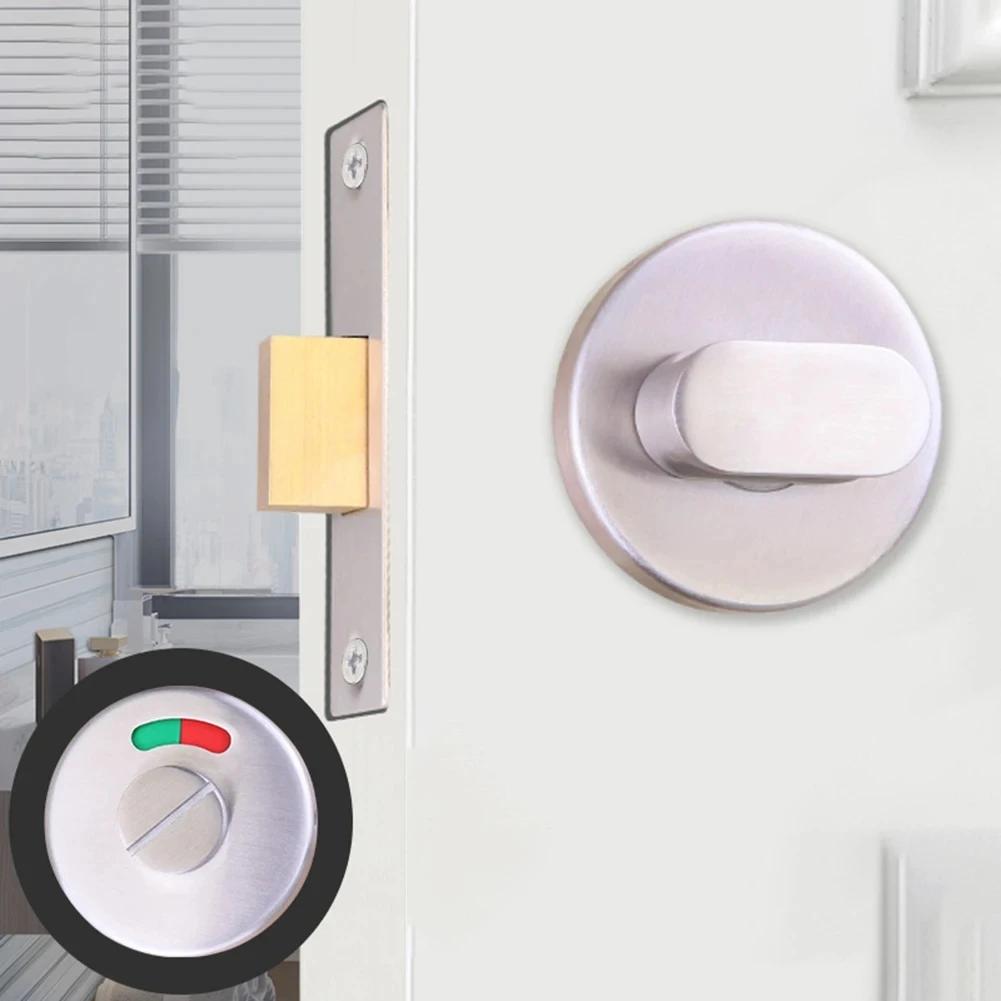 Bathroom Indicator Lock Commercial Keyless Door Lock Universal Barn Door Bolt Stainless Steel WC Toilet Door Lockset Knob