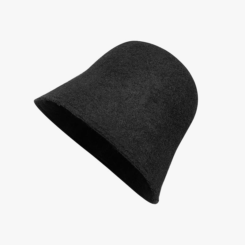 Soft Australian wool bucket hat women's autumn and winter double-sided two-color versatile bucket hat basin hat hat tide