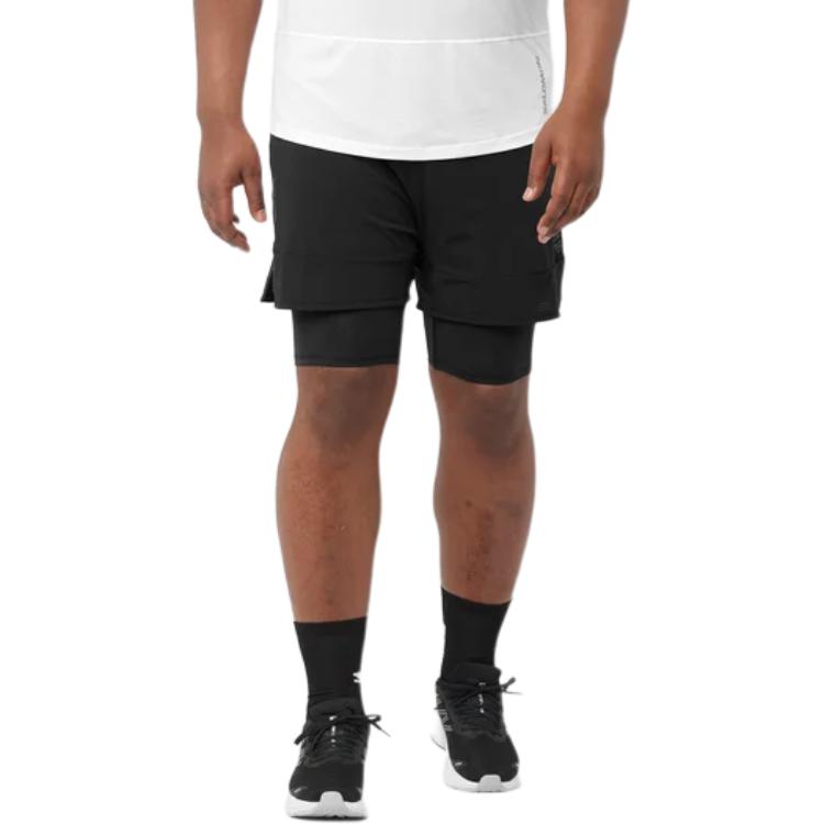 SALOMON Высокая талия эластичные буквы Slim Fit повседневные шорты мужские шорты черные LC2048200