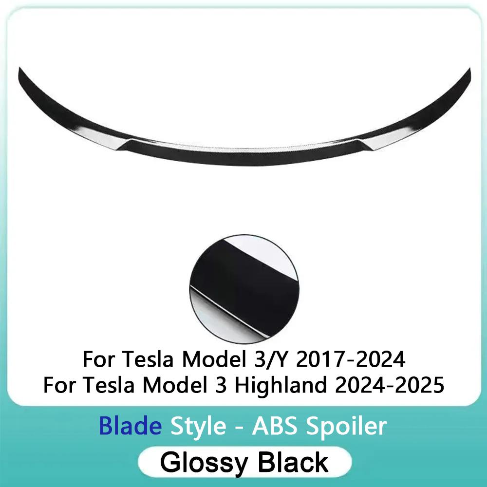 ModelY Spoiler Rear Door Tail Trunk Wing ABS Carbon Fiber Look For Tesla Model 3/Y 17-24 Accessories Model3 Highland 2025+ HOT