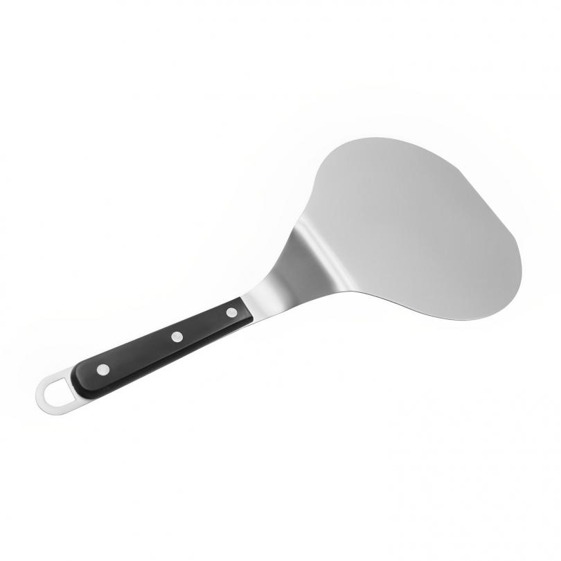 Лопатки для пиццы из нержавеющей стали, деревянная ручка, круглая лопатка, лопатка для выпечки тортов, инструмент для выпечки, кухонные аксессуары, серебристый + черный цвет
