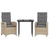 VidaXL Ensemble à Manger de Jardin avec Coussins 3 pcs, Table et Chaises avec Dossier Réglable, Meubles d'Extérieur Patio 3212390