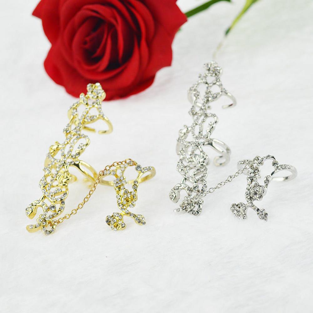 Multiple Finger Rings Stack Crystal Rings Hollow-out