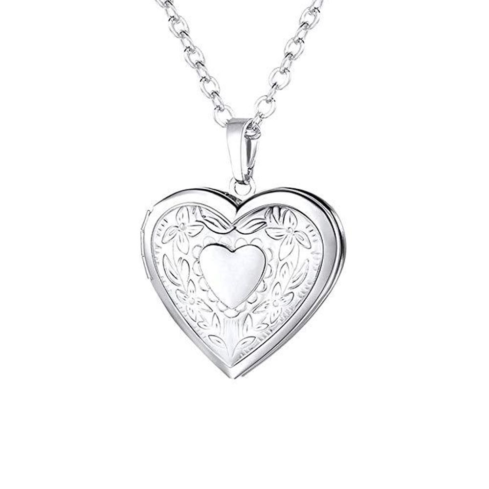 Men Women Lover Jewelry Friend Photo Picture Locket Heart Shaped Necklace Pendant