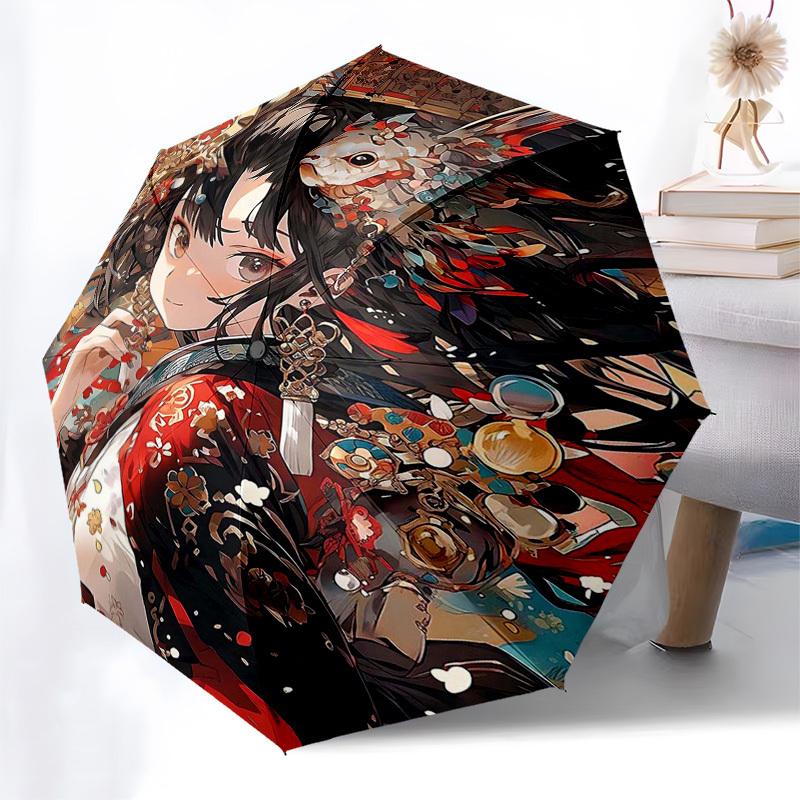 1pc Anime Character Outdoor Umbrella - Automatic Opening/Closing, Portable 3-Fold Design, 8-Bone Iron Frame, Perfect Gift for Fans, Travelers, Da