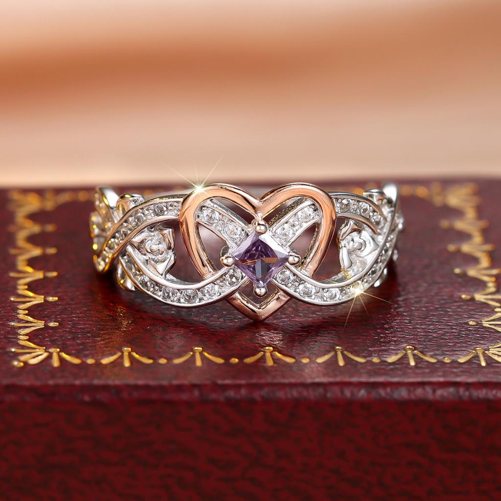 S Sterling Silver Sterling Silver White Diamond Rose Gold Love Ring Full Body Silver Ring Hot Selling Wedding Ring
