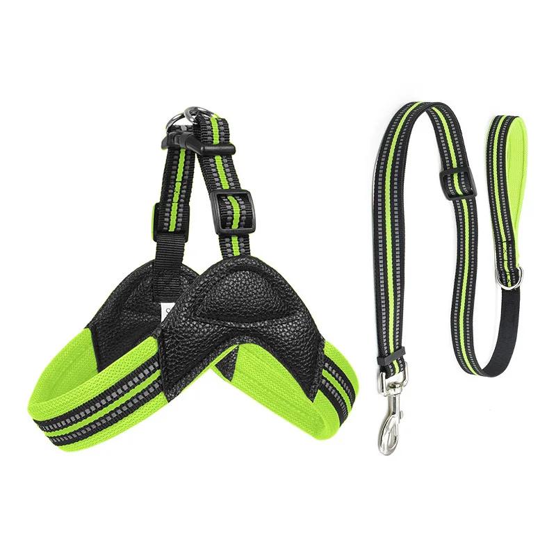 Nylon Breathable Dog Harness Reflective Dog Harness and Leash Set Pet Collar Leash for Dogs Small Medium Large Dog Chest Strap