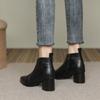 Женские сапоги Модные и универсальные короткие сапоги на среднем каблуке Весенние новые корейские сапоги на толстом каблуке с острым носком Тонкие одинарные сапоги