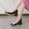 Fashion Sweet Bow-tied Women's Heels Shoes Large Size Leisure Elegant Blue Red Block Medium Heel Pumps Office Party Wedding Shoes
