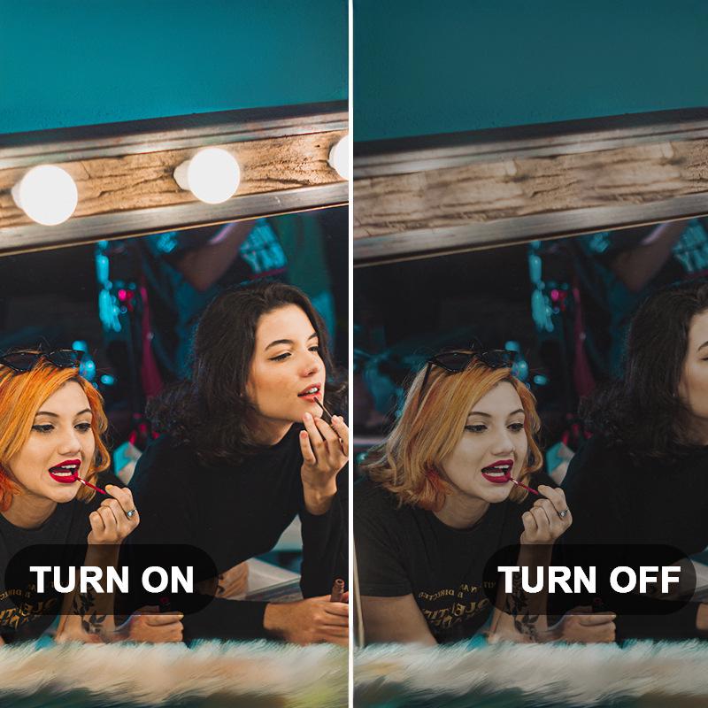 Светодиодная лампа для макияжа в голливудском стиле с сенсорным управлением, трехцветной плавной регулировкой яркости