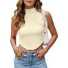 Женский вязаный топ без рукавов с круглым вырезом, облегающий летний топ с пупком