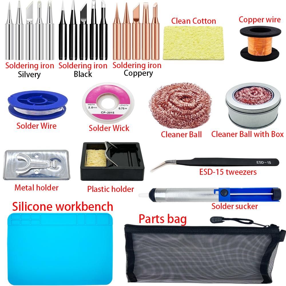 Adjustable Temperature Electric Soldering Iron Kit 220V 110V 60W 80W Welding Solder Rework Station Heat Pencil Tips Repair Tool