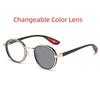 Changeable Color Lenses Retro Sunglasses Plastic Alloy Frame Vintage Sunglasses Anti-UV Lens Round Punk Fashion Shades Fashion