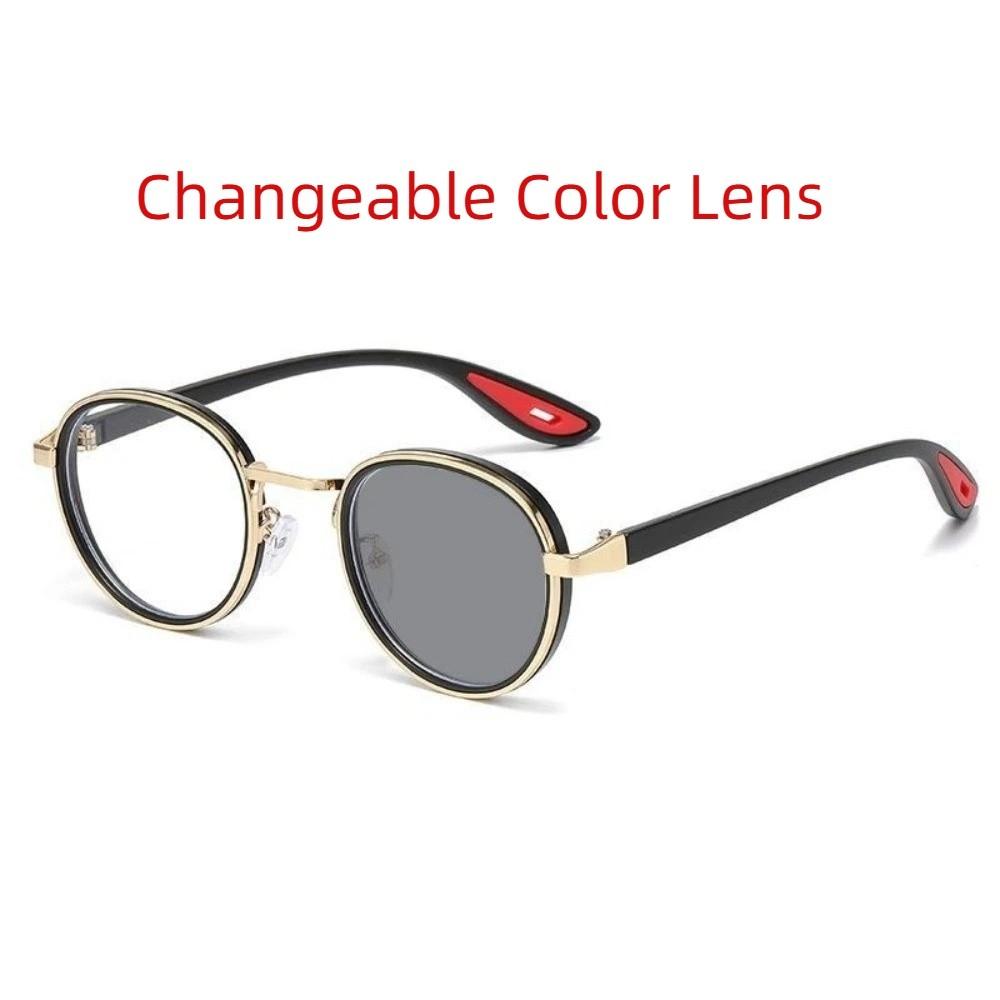 Changeable Color Lenses Retro Sunglasses Plastic Alloy Frame Vintage Sunglasses Anti-UV Lens Round Punk Fashion Shades Fashion