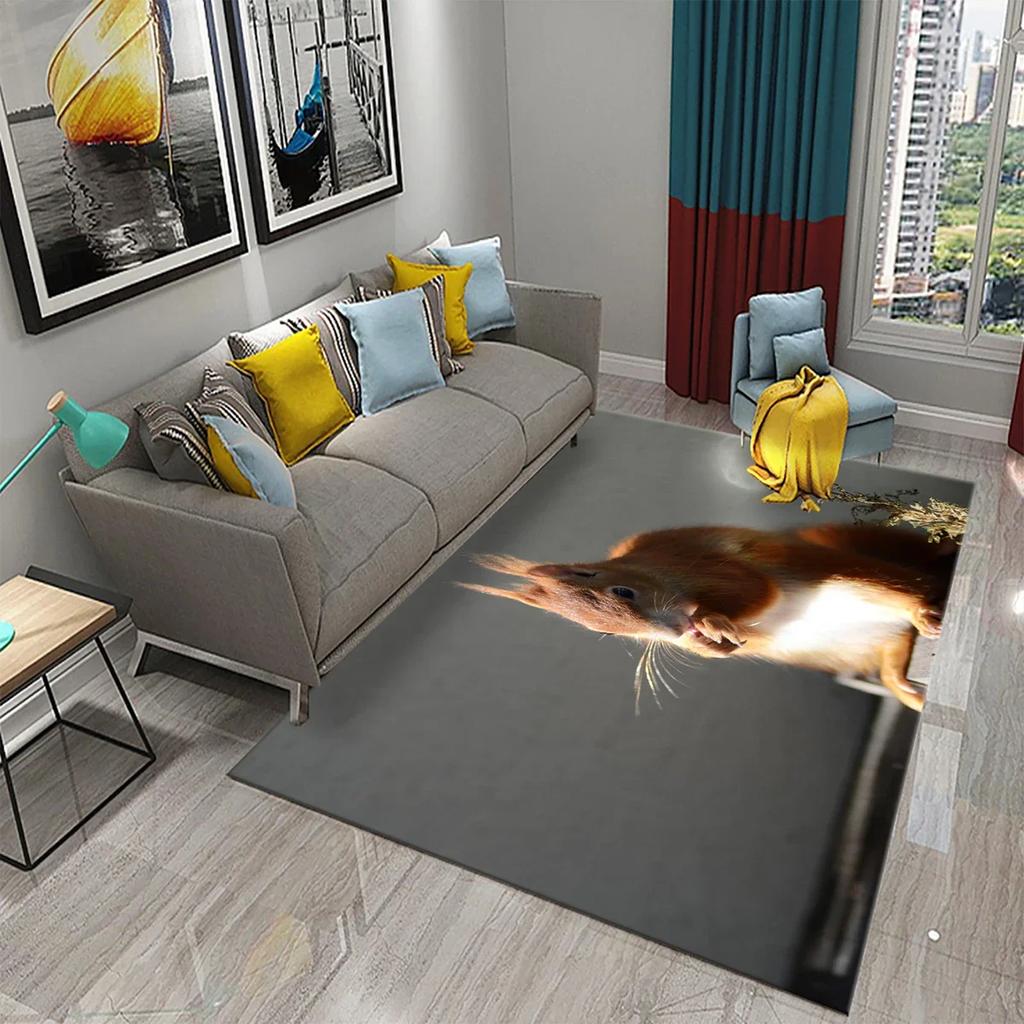 Милый ковер с белкой, забавный коврик для пола с диким животным для декора ванной комнаты, ковер противоскользящий для гостиной, кухни, коврики для ванной комнаты