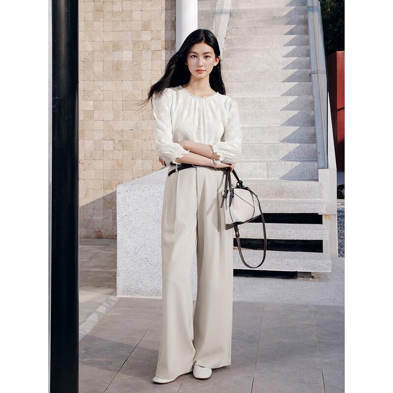 JZ Annakol Топ в французском стиле с металлическим цветочным принтом и рукавом три четверти