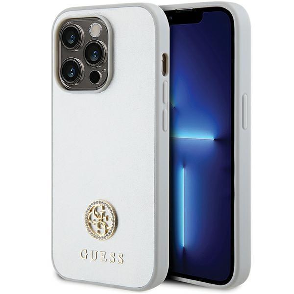 Etui do iPhone 15 Pro Guess Strass Metal Logo Srebrne
