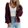 Женский кардиган массивной вязки, осень-зима, свитер с открытой передней частью и застежкой на пуговицы, однобортный однотонный свободный короткий верх, пальто