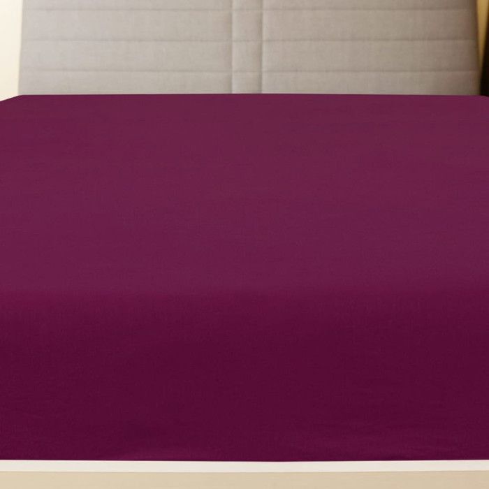 136250 vidaXL Drap-housse Jersey Bordeaux 90x200 cm Coton