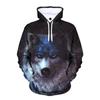 Black and White Wolf Print 3D Men's Hoodies Fashion Animal Pattern Women's Sweatshirts Leisure Essentials Pullover Jackets Coat