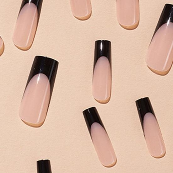 24 шт. элегантные французские ногти, модные, прочные, прямоугольные, дизайн водопроводных труб, натуральные накладные ногти для стильного вида
