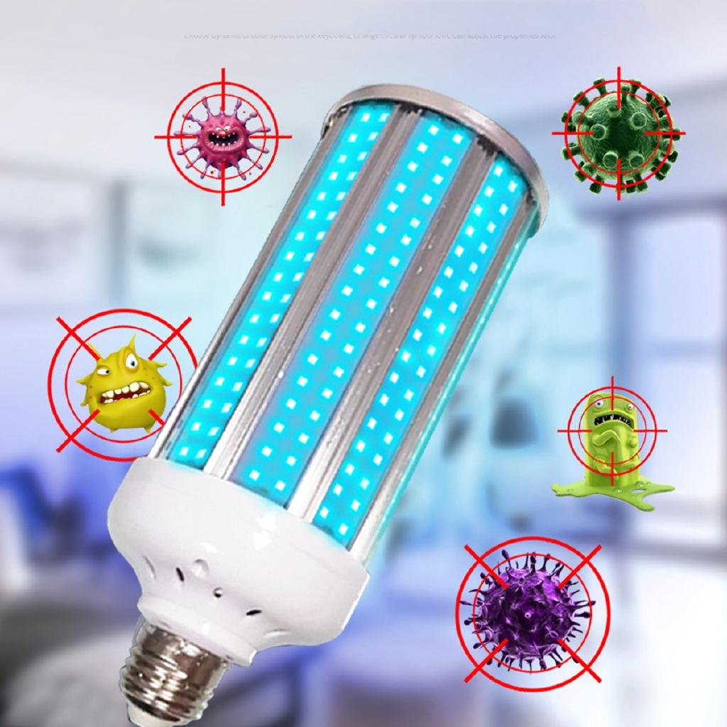 100W UV Germicidal Lamp E27 UVC LED Bulb Ddisinfection Light with Timing Remote Control AC110V/220V 99% Antibacterial Rate Light