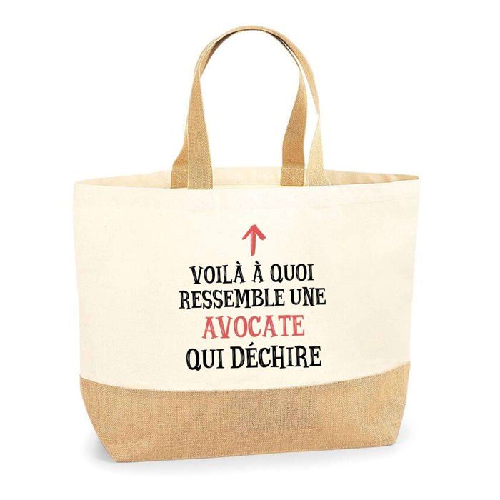 Cabas en jute - PLANETEE - Avocate Qui Déchire Femme - Multicolore - Jute naturel - Fabriqué en France