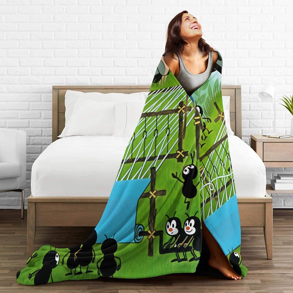 Cozy Throw Blanket Camping Czech Cartoon Krtek Mole Blanket Flannel Bedspread For Living Room Casual Sofa Bed Cover