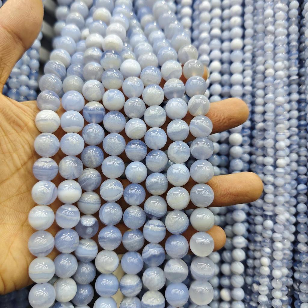 Серия «Синий» Бусины из натурального камня Аквамарин и Голубой кружевной агат для изготовления украшений своими руками