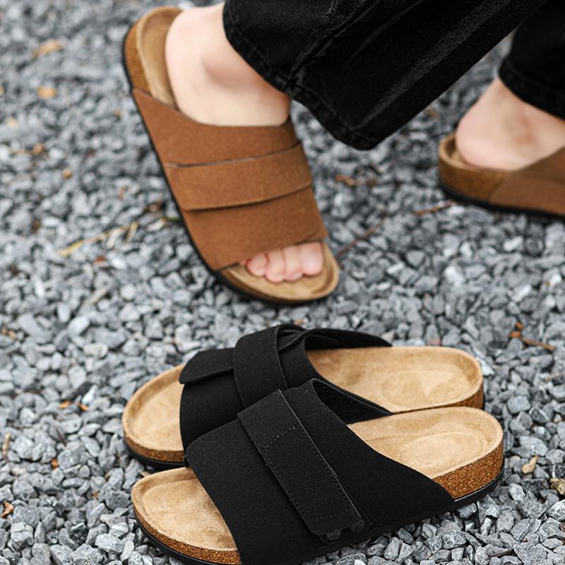 2024 Мужские дышащие домашние тапочки Кожаные уличные сандалии Комфортные пляжные тапочки Повседневные шлепанцы Мужская обувь Для пары Уличные Летние