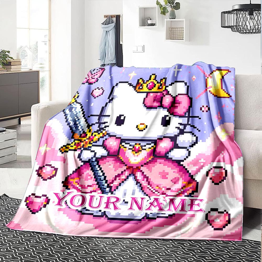 Customizable HelloKitty13 Throw Blanket – Personalized Name, All-Season Cozy Snug Blanket, Machine Washable, Personalized Blanket