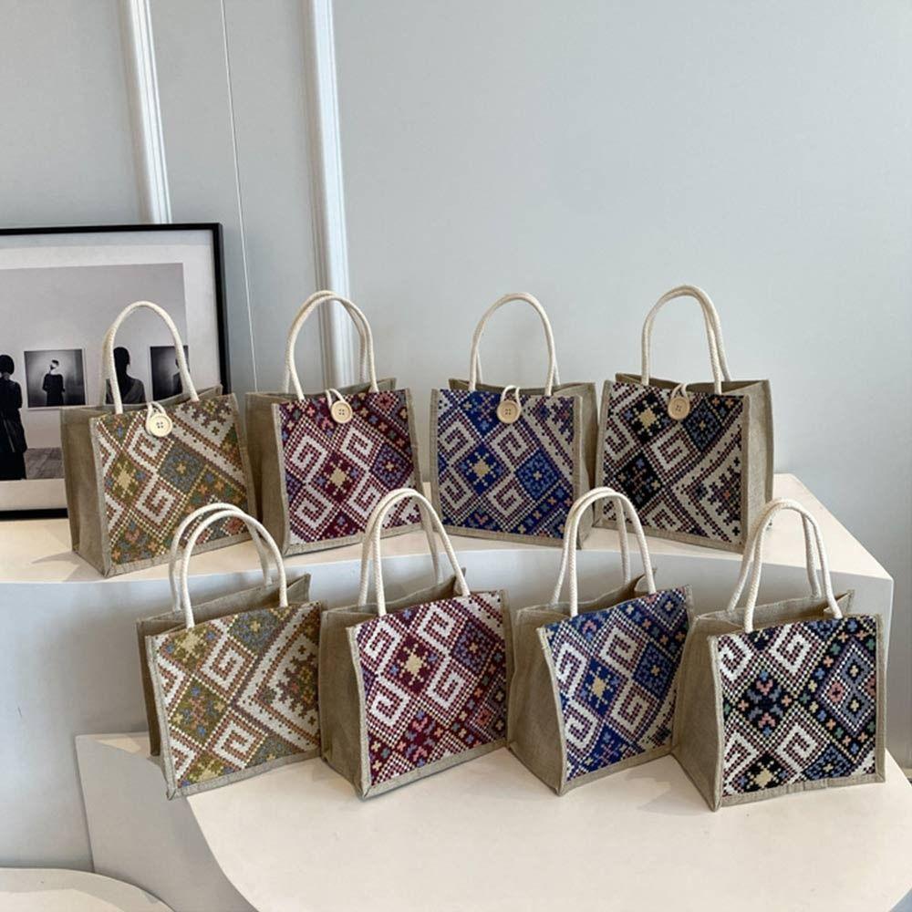 Ручная сумка для покупок, сумка для подмышек, модная льняная сумка-тоут для женщин