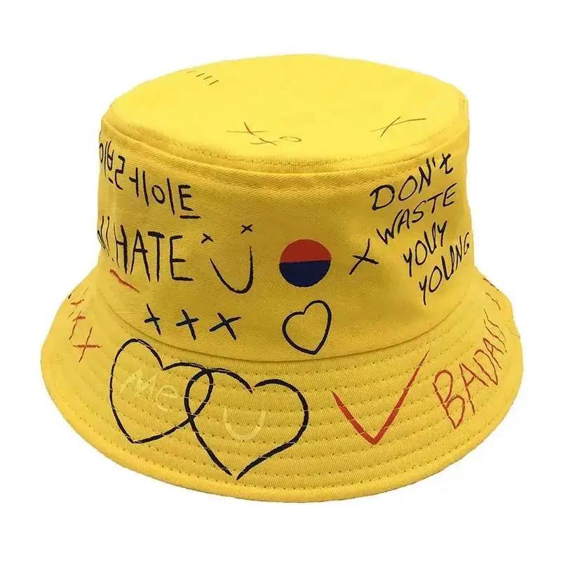 Fashion Black Unisex Harajuku Bucket Hat Fishing Outdoor Hip Hop Cap Men's Summer for Fisherman Hat Wome Hats