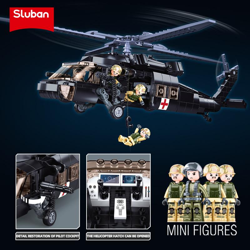 Non-Toxic 692Pcs Military Uh-60L Medical Rescue Aircraft Building Blocks Black Hawk Helicopter Model Bricks Kits Kids Diy Toy Holiday Gift