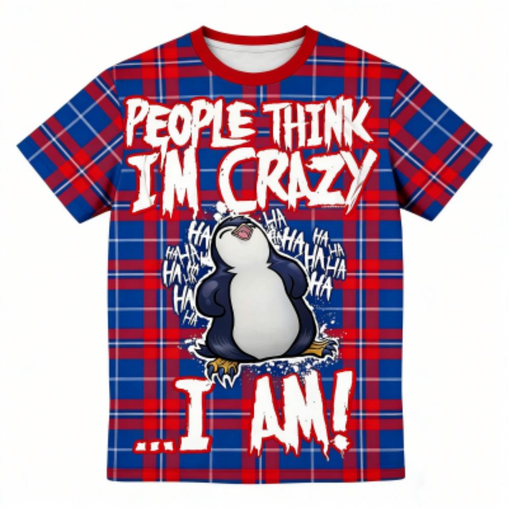 Fashion Men's T-shirt Penguin Grid 3D Print Men's Short Sleeves T-Shirt Loose Casual Summer Outdoor Street Men's and Women's Tees Tops