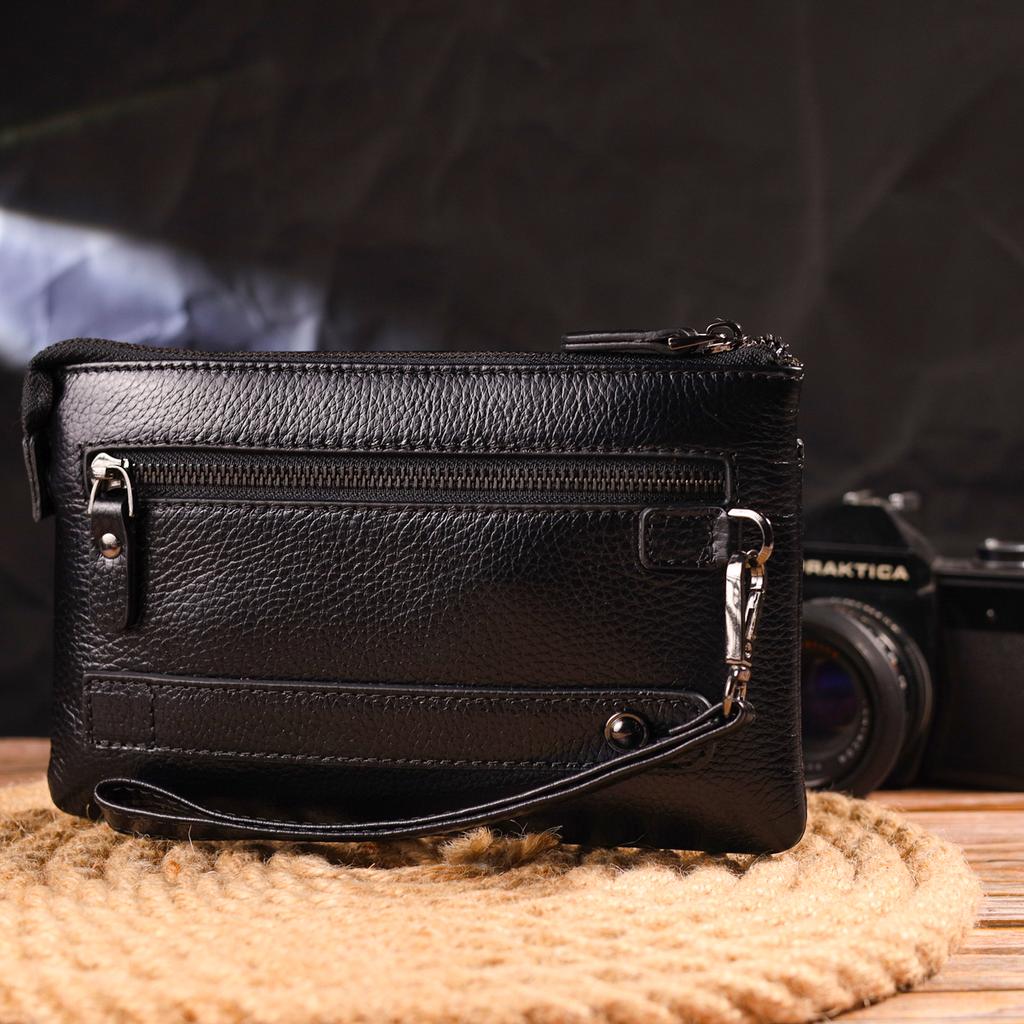 Стильный клатч для мужчин из натуральной кожи CANPELLINI 21546 Черный