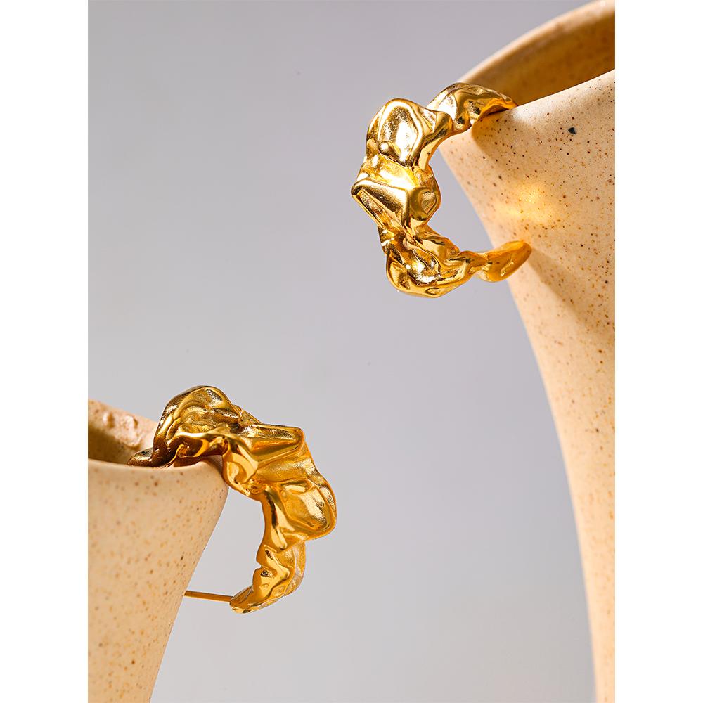 Eetit Креативные массивные металлические серьги золотого цвета из нержавеющей стали с геометрическим рисунком, необычные серьги-кольца для женщин, очаровательные винтажные ювелирные изделия, новинка