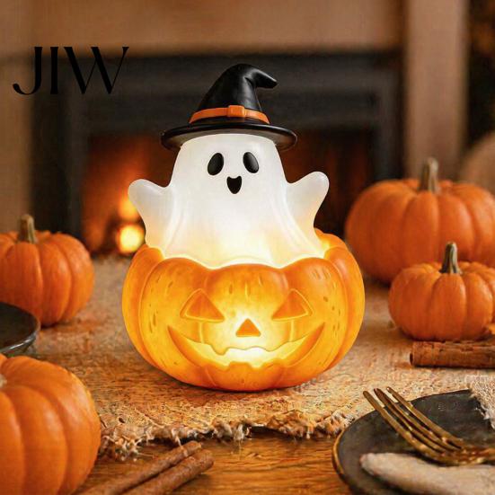 Halloween Party Atmosphere Light Cute Up Ghost Decoration, Small Statue Night Light, Indoor Tabletop Resin Table Decoration for Indoor, Kitchen Tiered