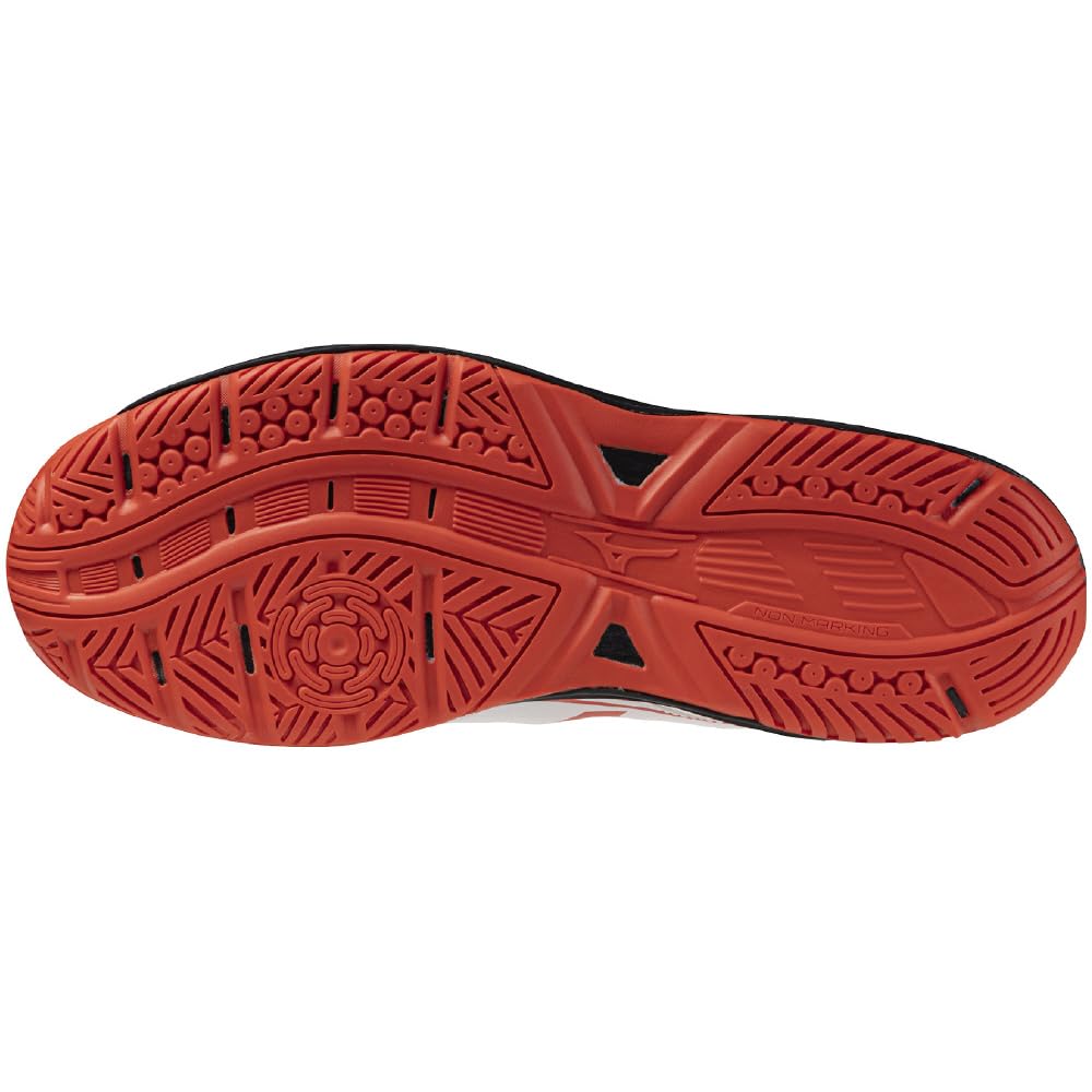 Mizuno Sky Blaster 4 Badminton Shoes, Gym, Lightweight, Cushioned, Entry Level, Beginner, White/Red/Black, Size 26.5 cm, 3E