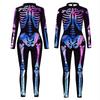Fluorescent Skull Rack 3D Printed Halloween Cosplay Costume Sexy Jumpsuit Bodysuit Adult Carnival Party Clothing S-XL