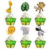 Happy Birthday Cupcake Wrapper For Jungle Safari Party Decorations Lion Monkey Giraffe Animal Cake Topper Kids Boy Favors 