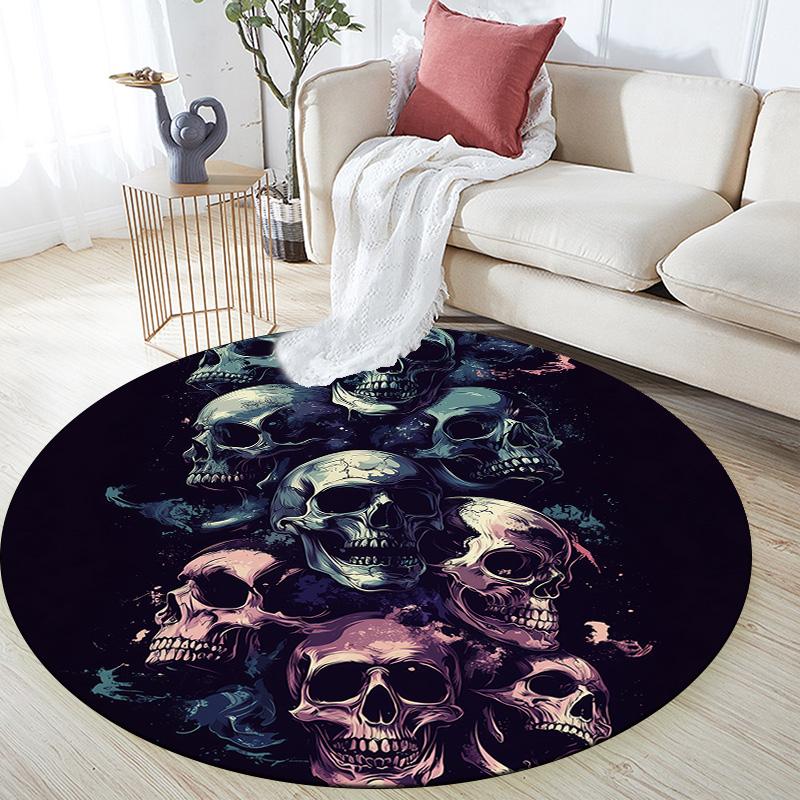 Pile of Skulls,Round Area Rug,Carpet Rug for Living Room Bedroom Sofa Playroom Decor,Non-slip Floor Mat