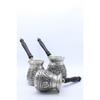 Gaziantep Handcrafted Authentic Copper Coffee Pot Antique Silver Color Copper 3 Piece Coffee Pot Set