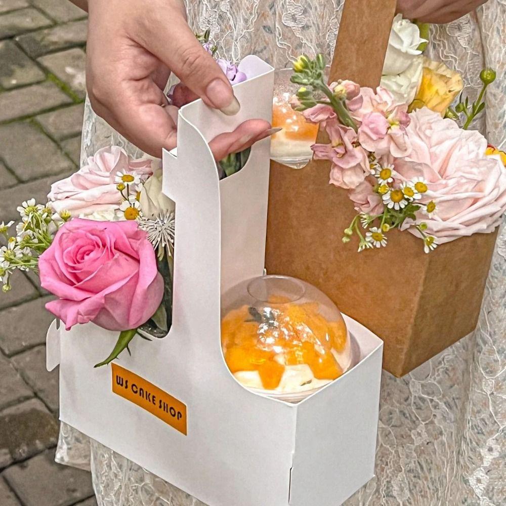 10 шт. крафт-бумага букет упаковочная сумка сумка сумка для цветов ручная цветочная коробка цветочная упаковка