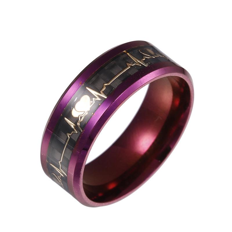 Кольцо для электрокардиограммы из нержавеющей стали, углеродное волокно, волнистое кольцо для влюбленных, кольцо из углеродного волокна, женское и мужское свадебное ювелирное изделие Anes