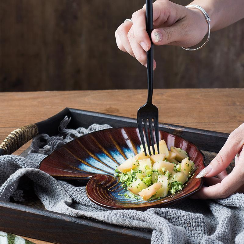 Творческая трансформация печи Керамическая тарелка Ресторан Домашняя специальная посуда Персонализированная тарелка в форме ракушки Конч-тарелка