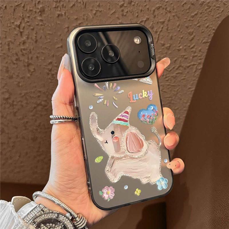 Чехол для телефона iPhone 17 16 15 14 13 12 11 Pro Max 17 Air 16E XR XS X 7 8 Plus Масляная живопись Слон Ударопрочный силиконовый чехол