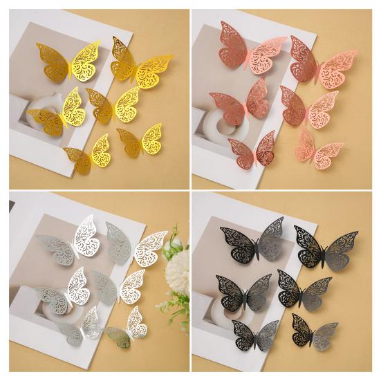 12 Pcs 3D Butterfly Wall Decals 3 Sizes Hollow Butterfly Wall Art Removable DIY Decorative Sticker for Room Office Bedroom Living Room