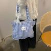 Большая вместительная кружевная сумка-подушка, сумка-тоут для поездок на работу, симпатичная клетчатая хлопковая сумка в подарок