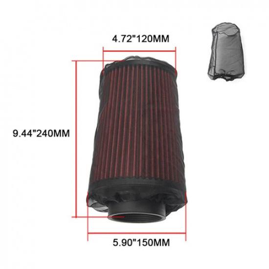 Blue Universal Car Water Guard Cold Air Intake Pre-Filter Cone Filter Sock Cover